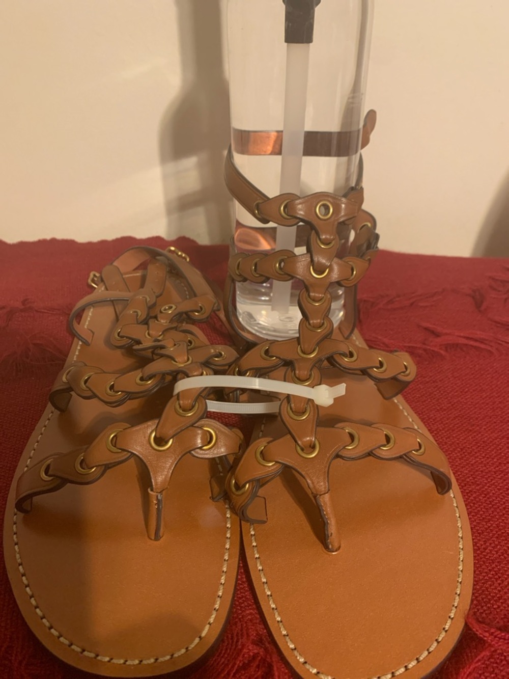 Coach Tan Leather Grommet Gladiator Sandals - Picture 3 of 9